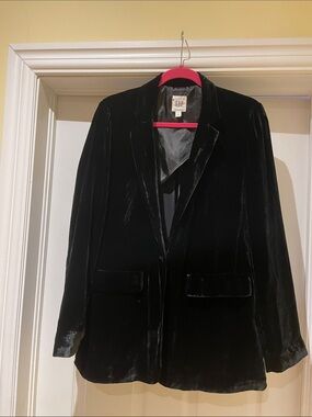 GAP Black Velvet Blazer Jacket Minimalist 90s